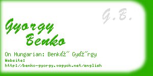 gyorgy benko business card